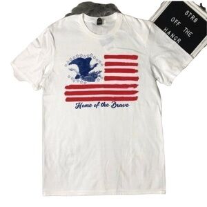 NWT Anvil white "Home of the Brave" tee size M men t-shirt medium Shirt